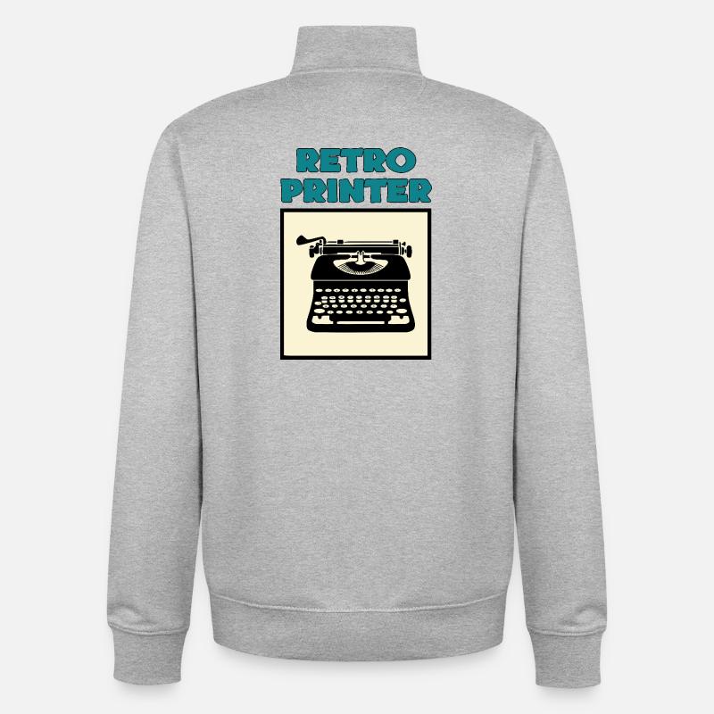 Retro printer - Sweat zippé unisexe en coton bio Stanley/Stella - gris chiné