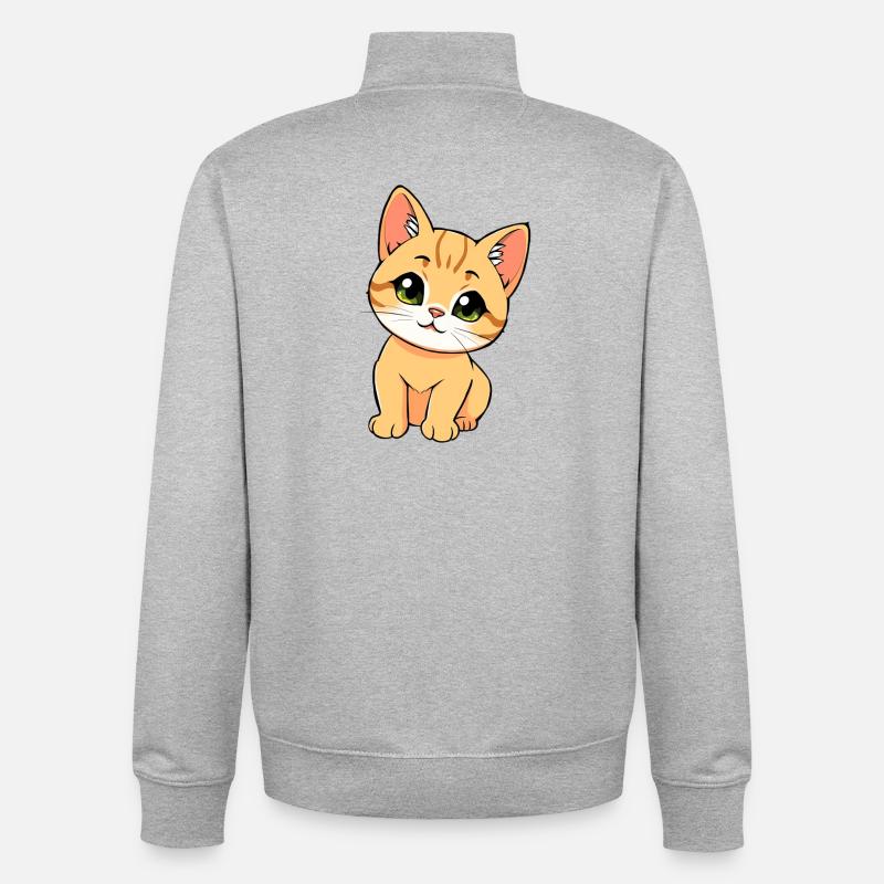 Chat mignon - Sweat zippé unisexe en coton bio Stanley/Stella - gris chiné