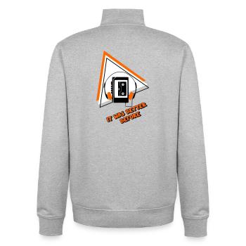 Vintage Audio Design Kassetten - Unisex Organic Zip Sweatshirt von Stanley/Stella - Grau meliert - Hinten - AI Model Male 185 light (185cm)