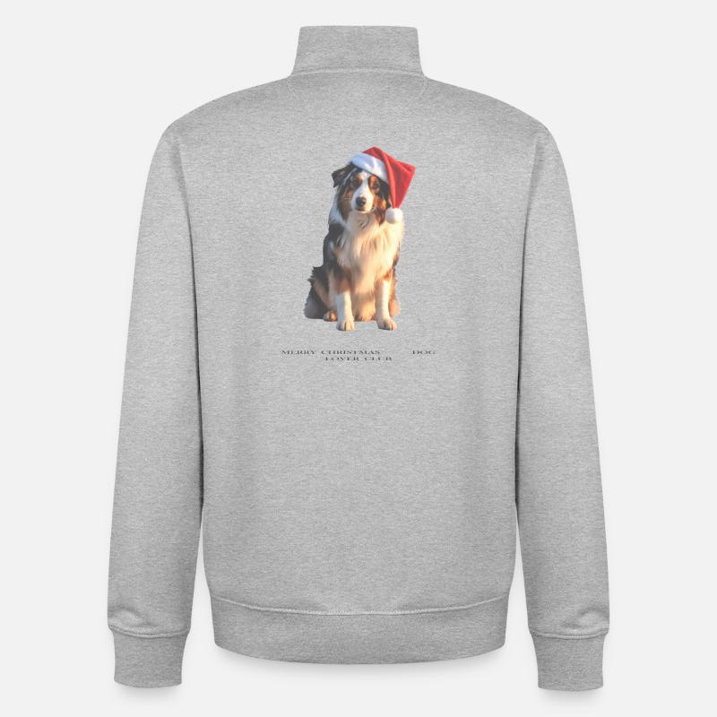 Boder Collie Weihnachts-Hund im Santa-Hut - Unisex Organic Zip Sweatshirt von Stanley/Stella - Grau meliert