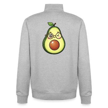 Avocado mit Brille Wink - Unisex Organic Zip Sweatshirt von Stanley/Stella - Grau meliert - Hinten - AI Model Male 185 light (185cm)