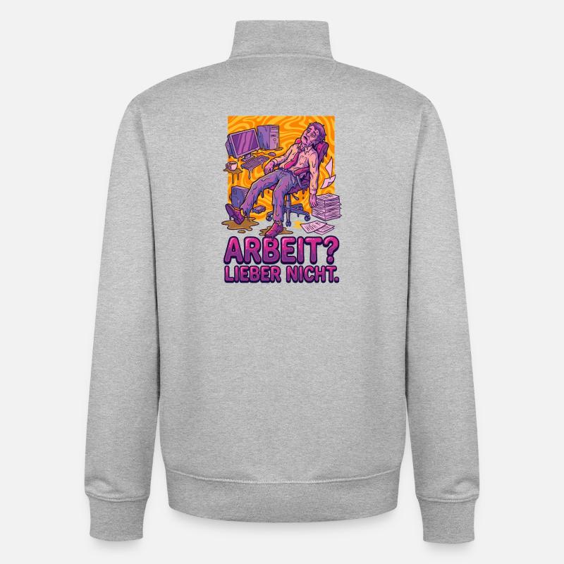 Work? Rather not - Unisex Organic Zip Sweatshirt by Stanley/Stella - heather grey