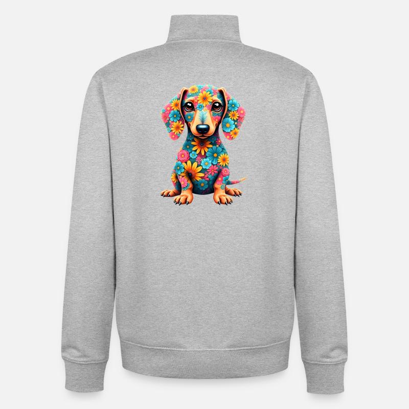 Dackel teckel teckel tekel - Sweat zippé unisexe en coton bio Stanley/Stella - gris chiné