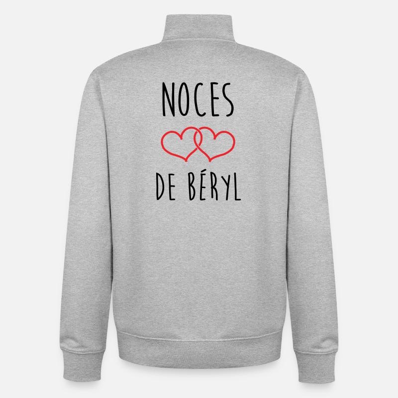 noces de béryl 23 ans d'amour - Sweat zippé unisexe en coton bio Stanley/Stella - gris chiné