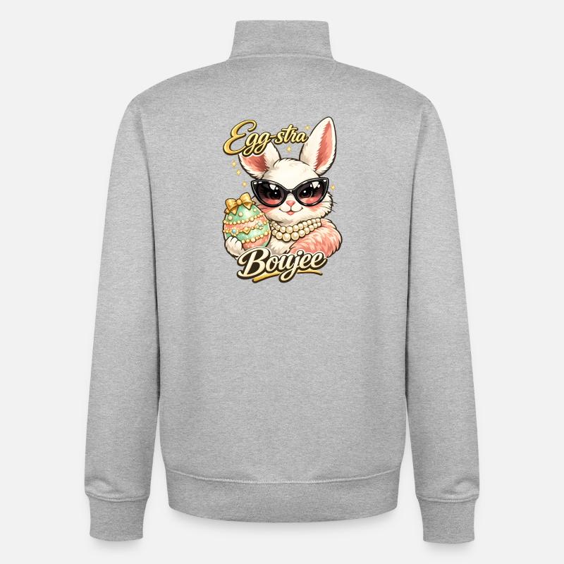 Eggstra Boujee Easter Bunny Easter - Unisex Organic Zip Sweatshirt by Stanley/Stella - heather grey