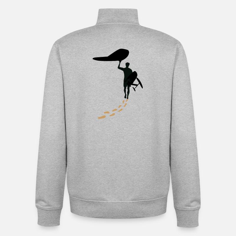 Wingfoiler with footsteps - Unisex Organic Zip Sweatshirt by Stanley/Stella - heather grey