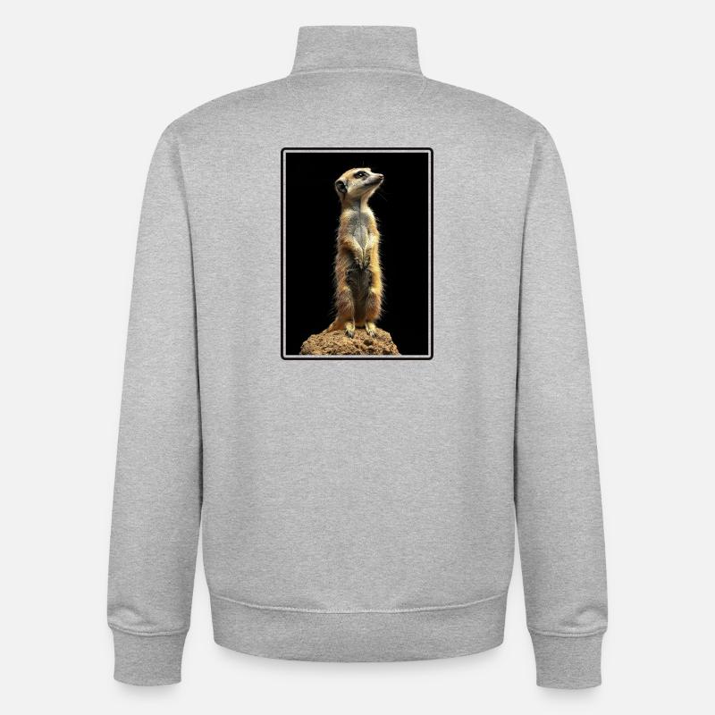 Suricate Erdmännchen - Sweat zippé unisexe en coton bio Stanley/Stella - gris chiné