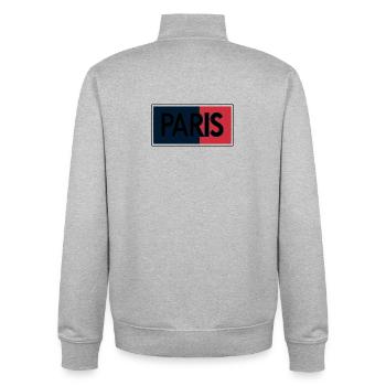Paris Drapeau Split Typographie - Sweat zippé unisexe en coton bio Stanley/Stella - gris chiné - Dos - AI Model Male 185 light (185cm)