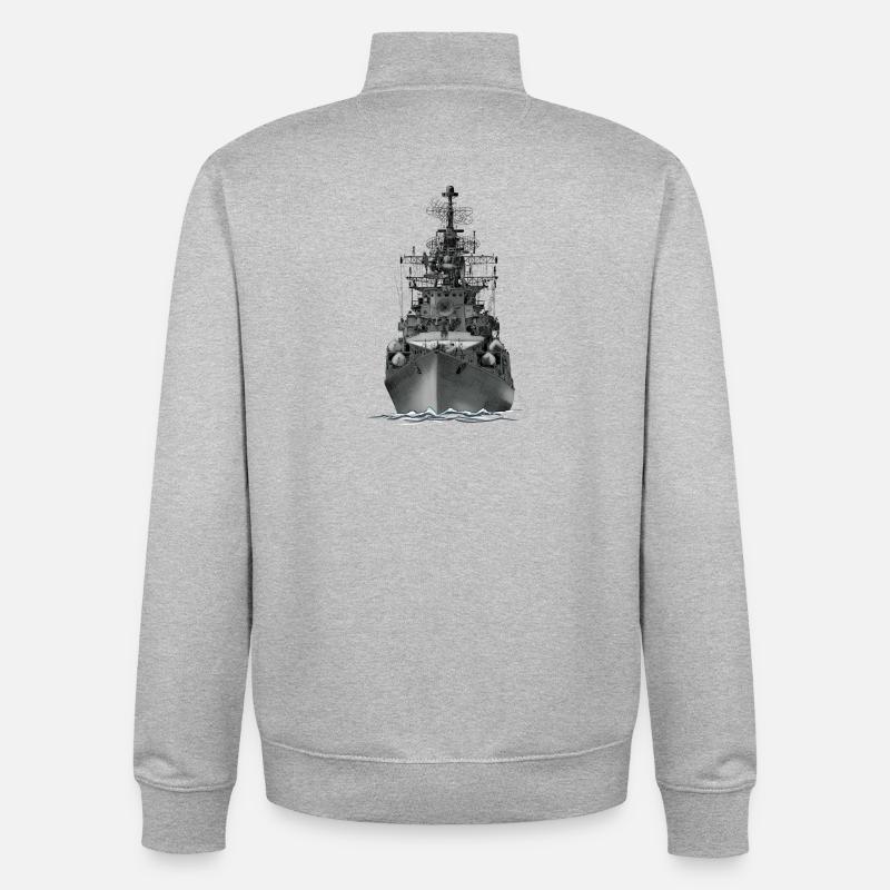 Ship - Sweat zippé unisexe en coton bio Stanley/Stella - gris chiné