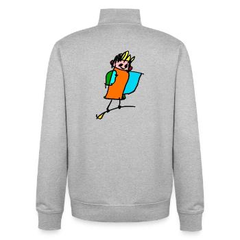 petite sorcière sur le balai - Sweat zippé unisexe en coton bio Stanley/Stella - gris chiné - Dos - AI Model Male 185 light (185cm)