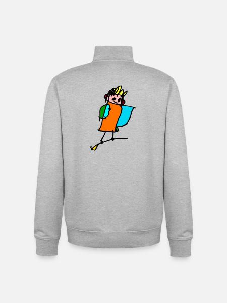 little witch on the broom - Unisex Organic Zip Sweatshirt by Stanley/Stella - heather grey