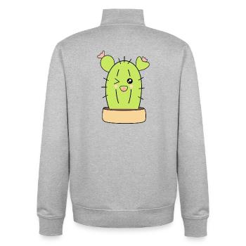 Kawaii cactus, cacti, succulents, plant cute - Unisex Organic Zip Sweatshirt by Stanley/Stella - heather grey - Back - AI Model Male 185 light (185cm)