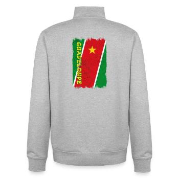 Drapeau de Guadeloupe - Sweat zippé unisexe en coton bio Stanley/Stella - gris chiné - Dos - AI Model Male 185 light (185cm)