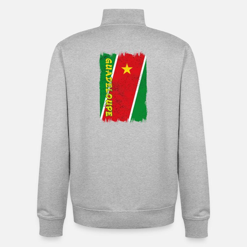 Drapeau de Guadeloupe - Sweat zippé unisexe en coton bio Stanley/Stella - gris chiné