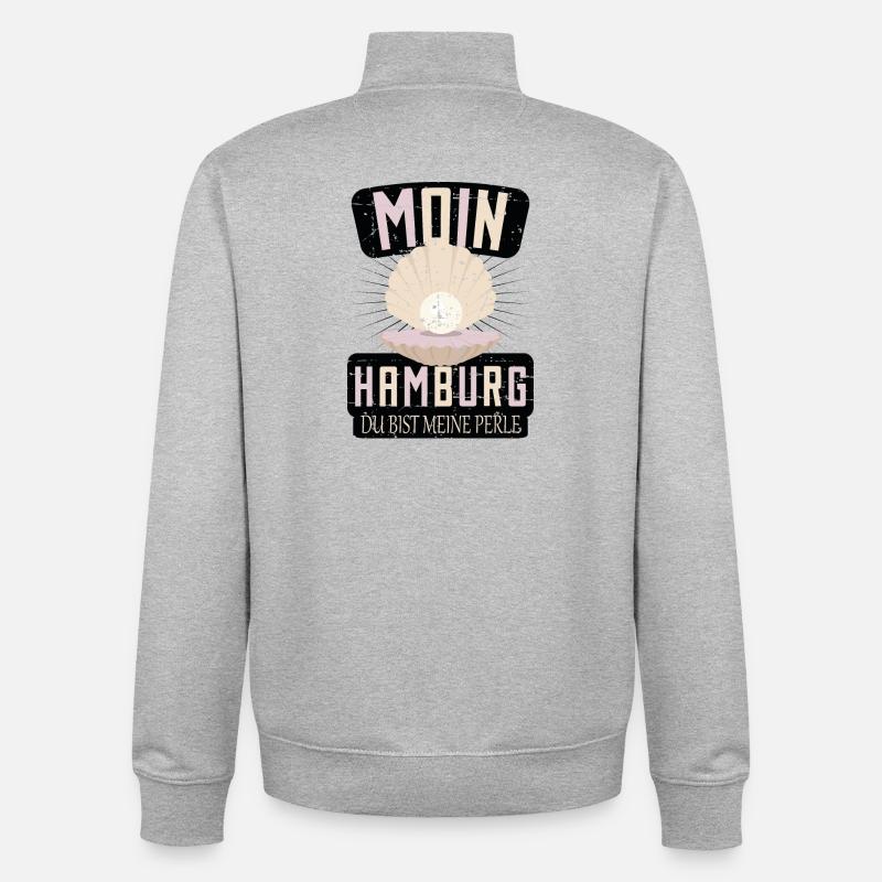 Hambourg tu es ma perle - Sweat zippé unisexe en coton bio Stanley/Stella - gris chiné