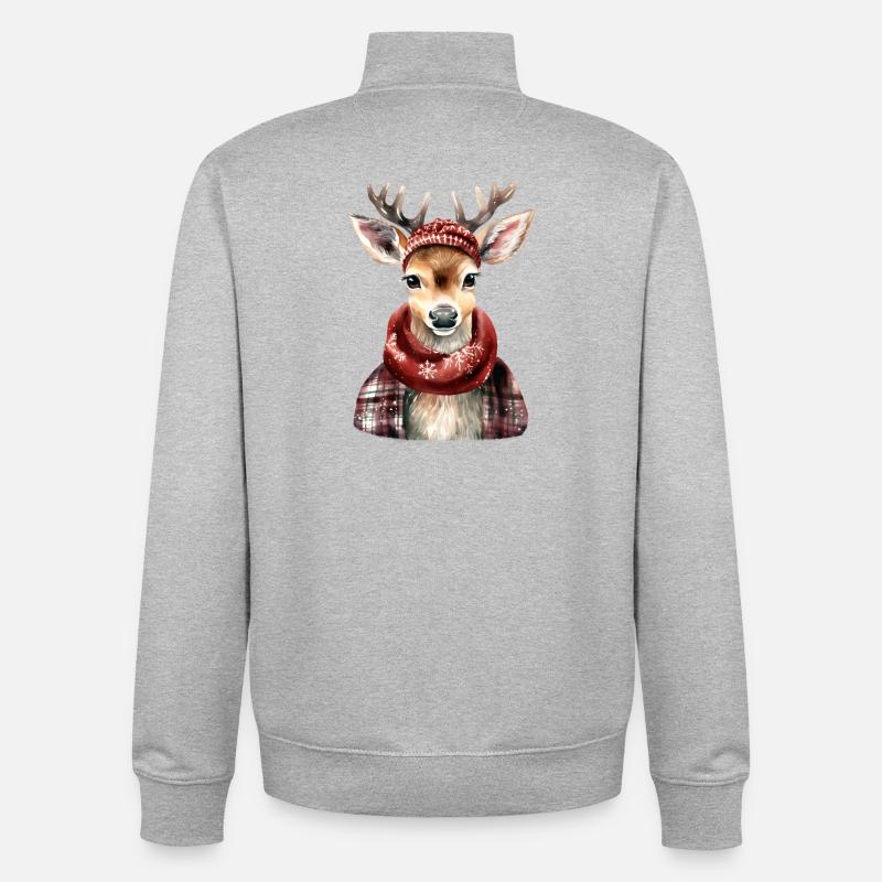 oh deer! - Unisex Organic Zip Sweatshirt von Stanley/Stella - Grau meliert