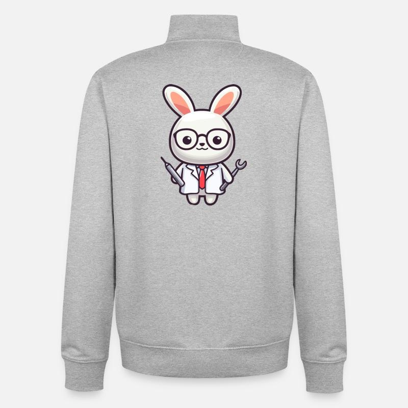 Doktor Bunny: Der Karottenpfleger - Unisex Organic Zip Sweatshirt von Stanley/Stella - Grau meliert