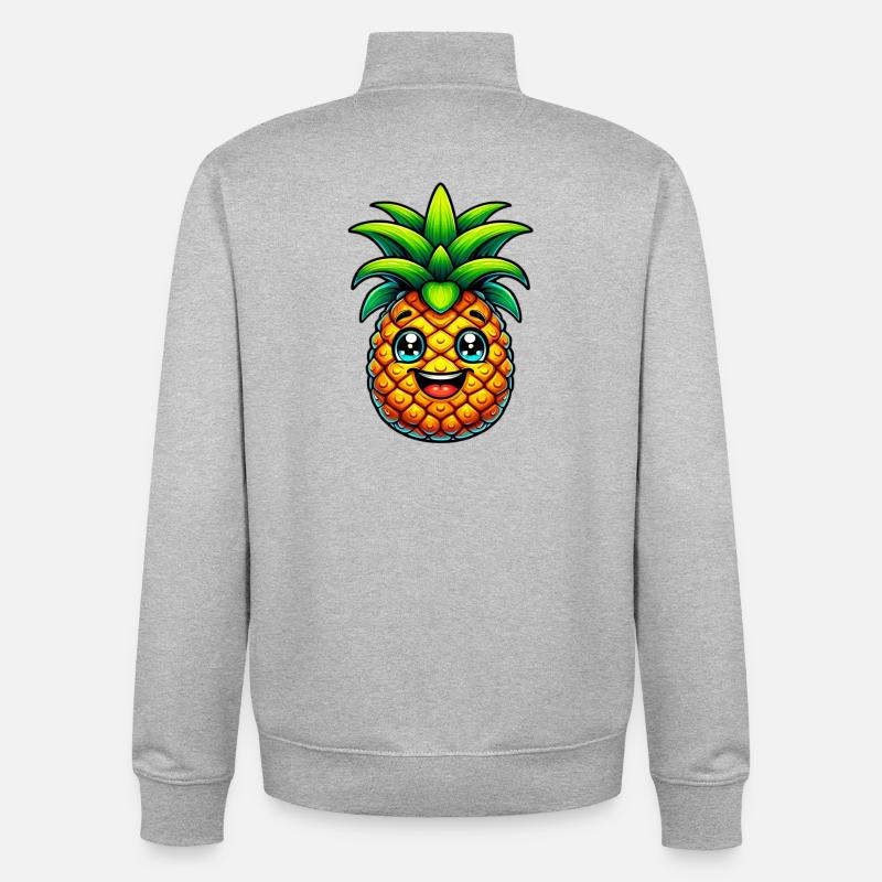 Ananas - Sweat zippé unisexe en coton bio Stanley/Stella - gris chiné
