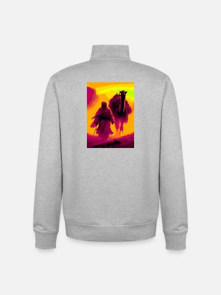 Bédouin dans le Désert - Sweat zippé unisexe en coton bio Stanley/Stella - gris chiné