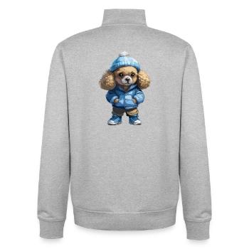Pudel Herbst Winter Outfit - Unisex Organic Zip Sweatshirt von Stanley/Stella - Grau meliert - Hinten - AI Model Male 185 light (185cm)