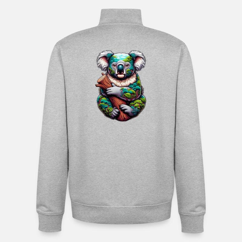 Koala - Sweat zippé unisexe en coton bio Stanley/Stella - gris chiné