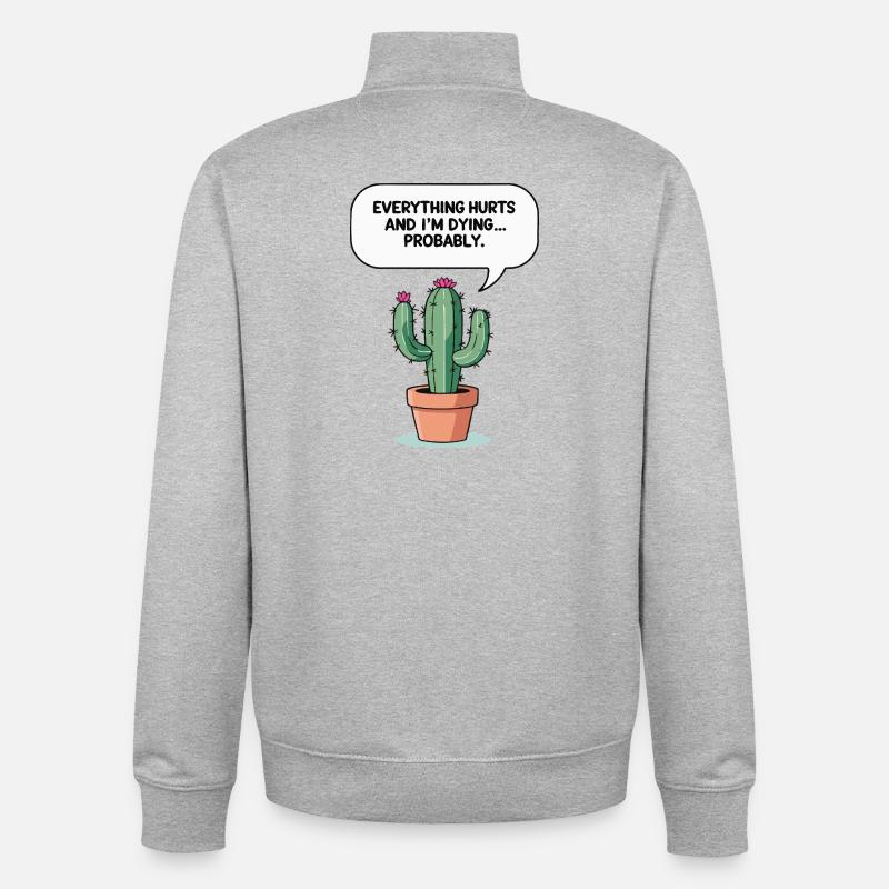 Sarcastic Cactus - Unisex Organic Zip Sweatshirt by Stanley/Stella - heather grey
