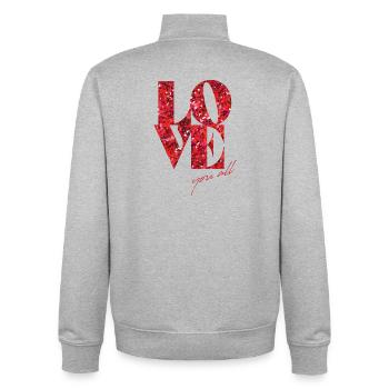 Vivid Love You All mit funkelnden Akzenten - Unisex Organic Zip Sweatshirt von Stanley/Stella - Grau meliert - Hinten - AI Model Male 185 light (185cm)