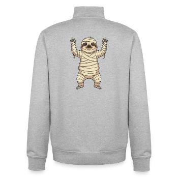 Mignon Halloween Zombie paresseux Dessin animé Monstre - Sweat zippé unisexe en coton bio Stanley/Stella - gris chiné - Dos - AI Model Male 185 light (185cm)