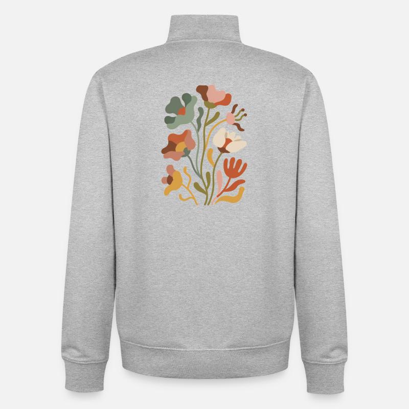Fleurs sauvages bohèmes – Harmonie fleurie - Sweat zippé unisexe en coton bio Stanley/Stella - gris chiné