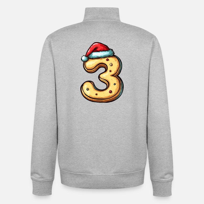 Biscuit de Noël à 3 chiffres - Sweat zippé unisexe en coton bio Stanley/Stella - gris chiné