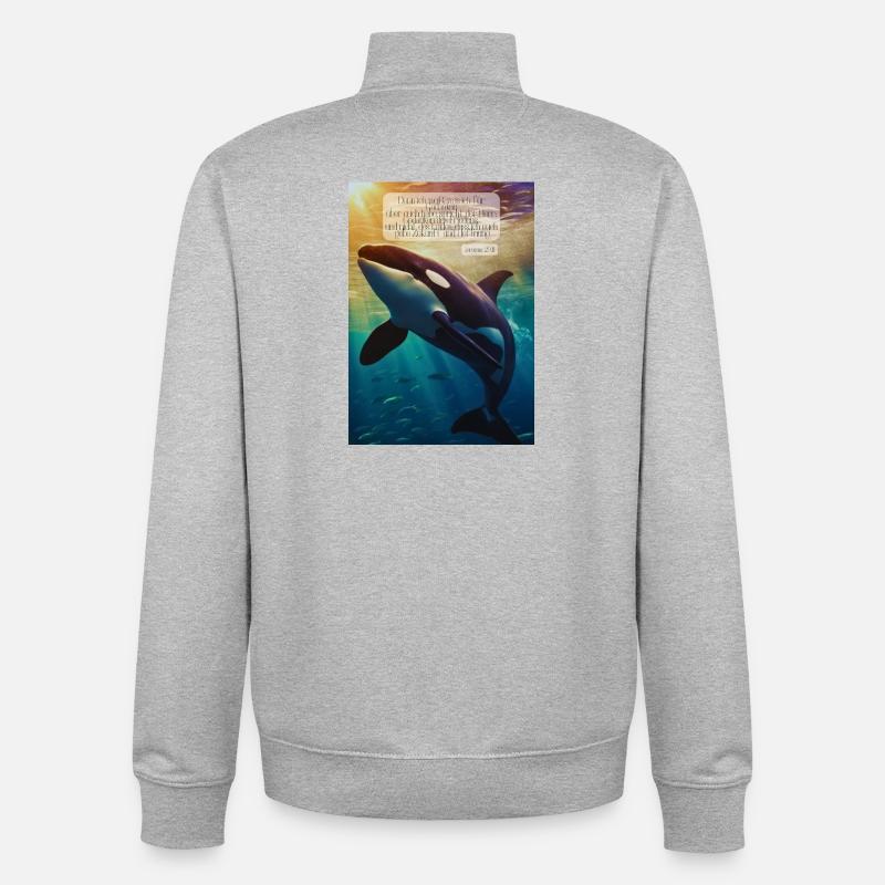 Orca Underwater Hope Verse - Sweat zippé unisexe en coton bio Stanley/Stella - gris chiné