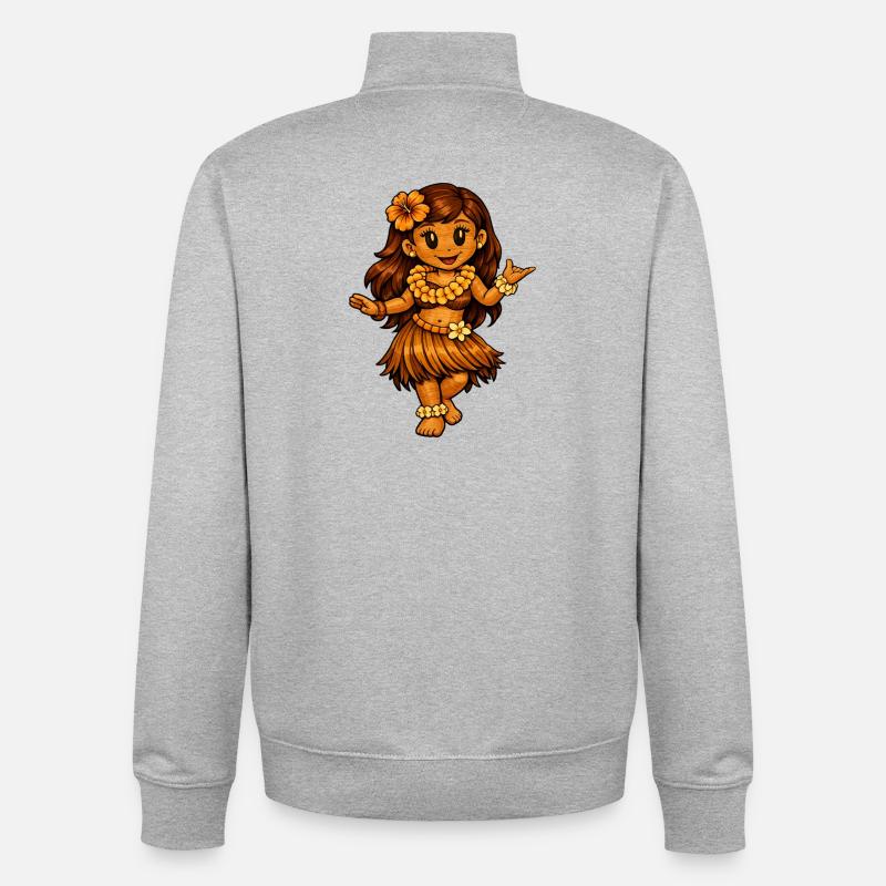 Danseuse de hula style hawaïen - Sweat zippé unisexe en coton bio Stanley/Stella - gris chiné