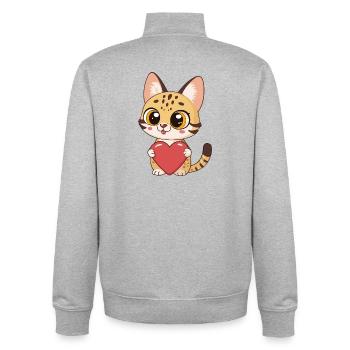 Bezauberndes Rotherz-Kätzchen - Unisex Organic Zip Sweatshirt von Stanley/Stella - Grau meliert - Hinten - AI Model Male 185 light (185cm)