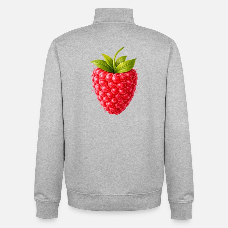 Frische Himbeere mit Blättern  - Unisex Organic Zip Sweatshirt von Stanley/Stella - Grau meliert