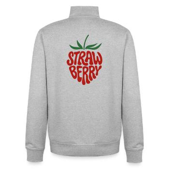 Fraise - Design graphique esthétique rétro de fruits - Sweat zippé unisexe en coton bio Stanley/Stella - gris chiné - Dos - AI Model Male 185 light (185cm)