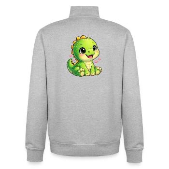 Little Dino Heart Cuddly Toy - Unisex Organic Zip Sweatshirt by Stanley/Stella - heather grey - Back - AI Model Male 185 light (185cm)