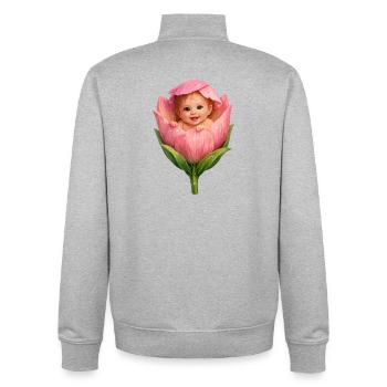 Baby in Pink Peony Bloom - Unisex Organic Zip Sweatshirt by Stanley/Stella - heather grey - Back - AI Model Male 185 light (185cm)