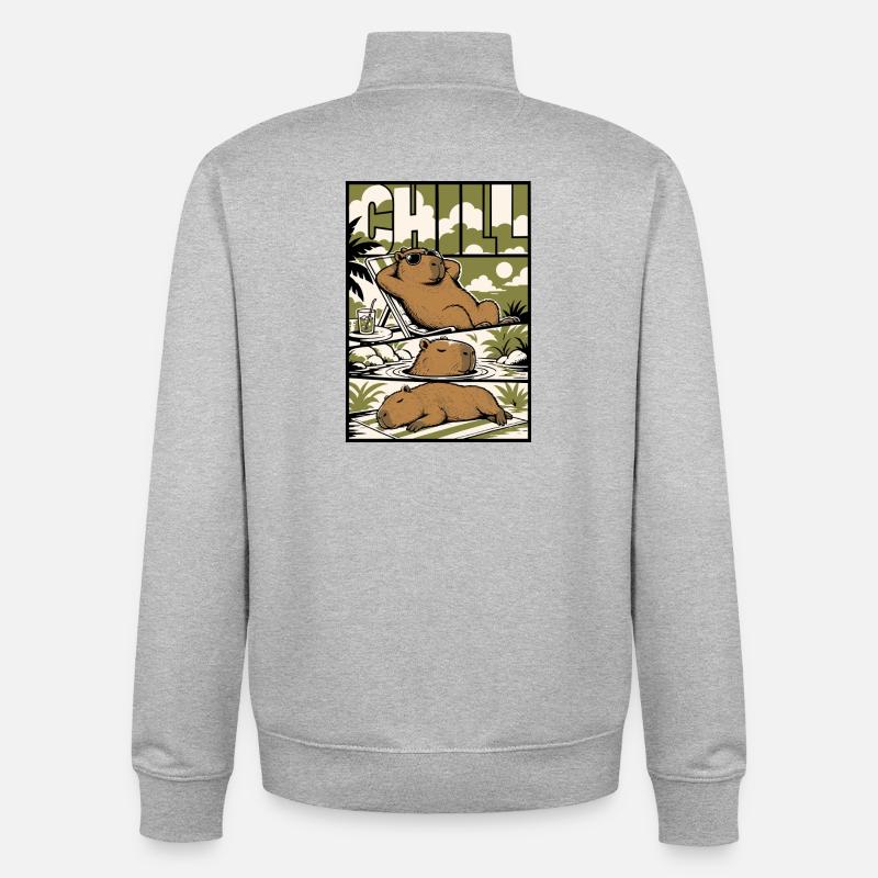 Chill Capybara Relax Design - Unisex Organic Zip Sweatshirt von Stanley/Stella - Grau meliert