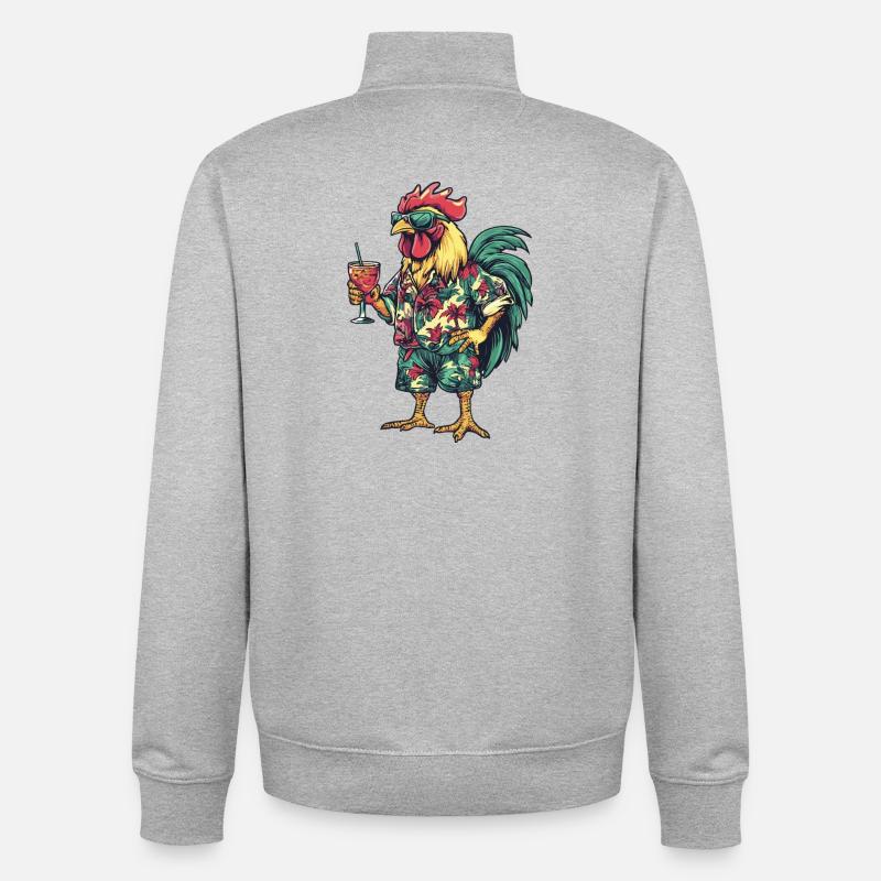 Hahn Comic Sommer - Unisex Organic Zip Sweatshirt von Stanley/Stella - Grau meliert