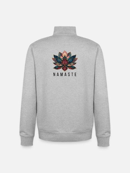 Boho Lotus Blume Yoga Meditation - Unisex Organic Zip Sweatshirt von Stanley/Stella - Grau meliert