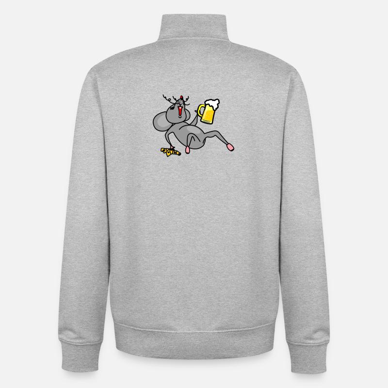 Maus getrunken mit Bier und Käse - Unisex Organic Zip Sweatshirt von Stanley/Stella - Grau meliert