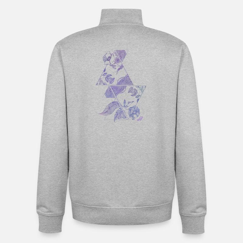 fleurs de triangles - Sweat zippé unisexe en coton bio Stanley/Stella - gris chiné