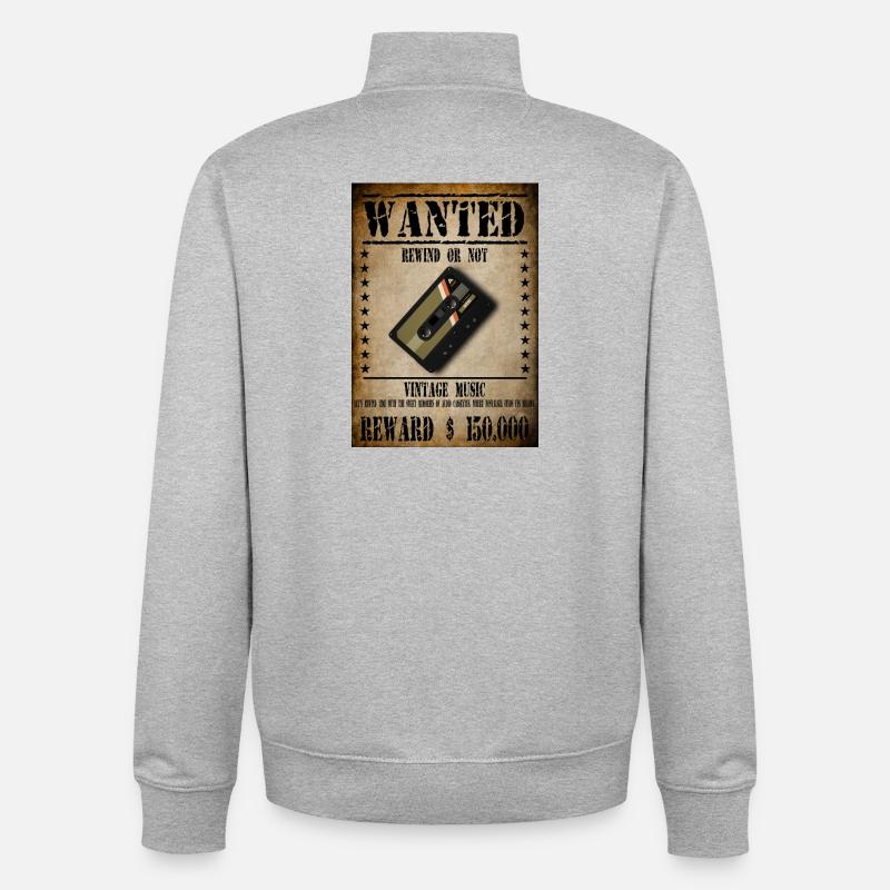 WANTED CASSETTE AUDIO - Sweat zippé unisexe en coton bio Stanley/Stella - gris chiné