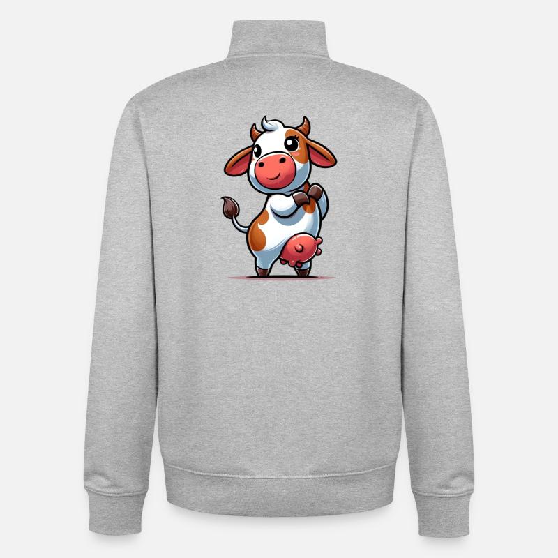 Ko - Unisex sweatshirt med dragkedja i ekologisk bomull Stanley/Stella - gråmelerad