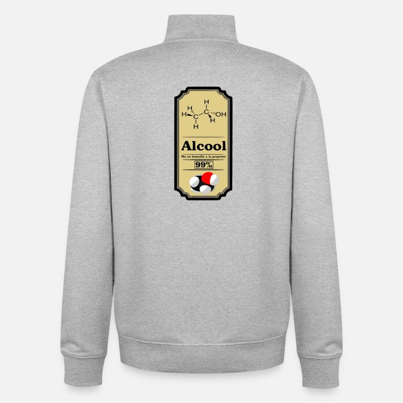 Alcool - Sweat zippé unisexe en coton bio Stanley/Stella - gris chiné