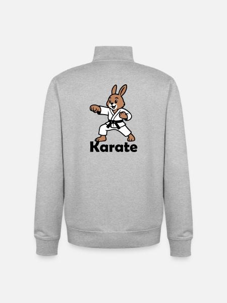 Karate Rabbit - Unisex Organic Zip Sweatshirt by Stanley/Stella - heather grey