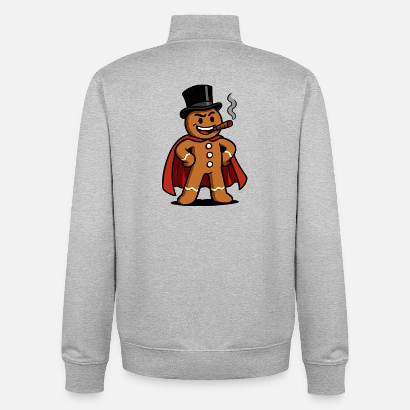 Lebkuchenheld mit Zigarre - Unisex Organic Zip Sweatshirt von Stanley/Stella - Grau meliert