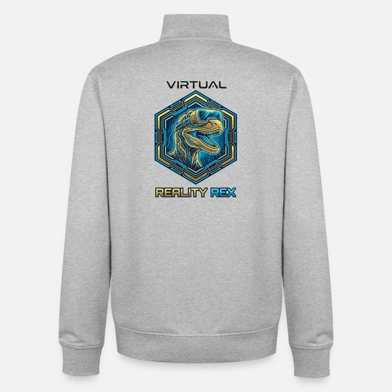 Rex Dino en réalité virtuelle - Sweat zippé unisexe en coton bio Stanley/Stella - gris chiné