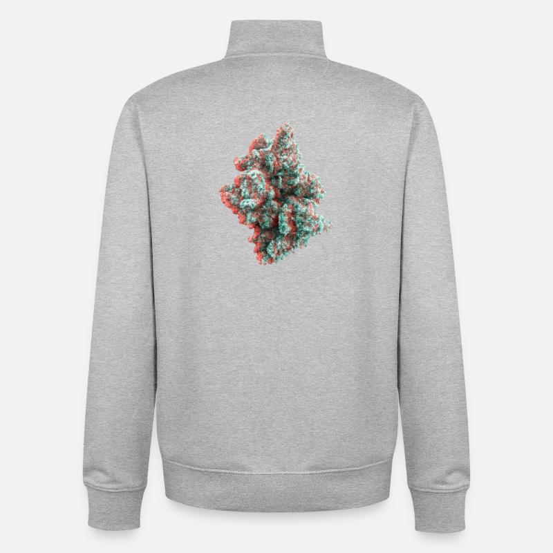 Cannabis Weed Bud 3D Anaglyph - Unisex Organic Zip Sweatshirt von Stanley/Stella - Grau meliert