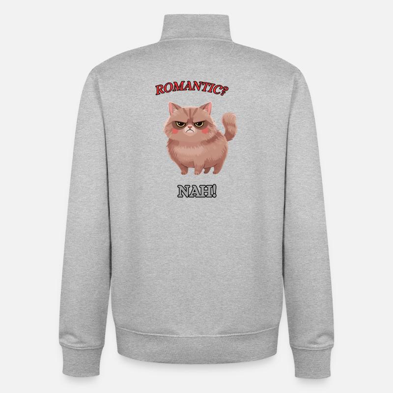 Le Chat Zéro Buck - Sweat zippé unisexe en coton bio Stanley/Stella - gris chiné